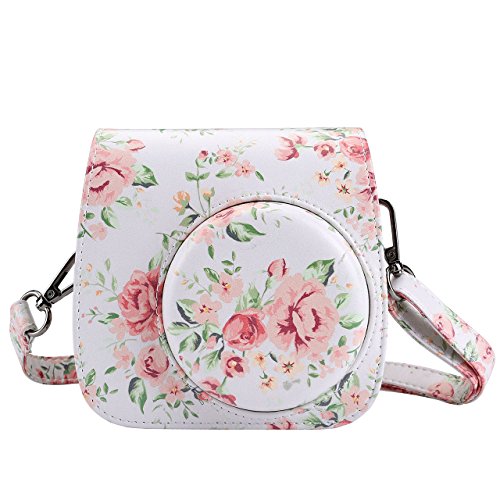 2/2. Must be gotten as pair. For when ready. Yoption Instant Camera Case Compatible with Instax Mini 12/11/9/8/8+, PU Leather Camera Bag with Pocket and Adjustable Shoulder Strap (White Flower) - Compatible With mini 12/11/9/8/8+ - White Flower