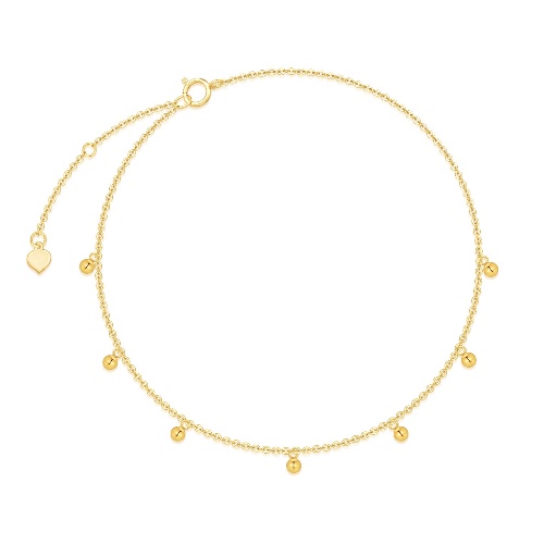 14k Gold Anklet for Women, Real Gold Tiny 2.2 mm Ball Ankle Bracelets Jewelry Gift for Her, 9.1-10.5 Inch - Yellow Gold 14k gold