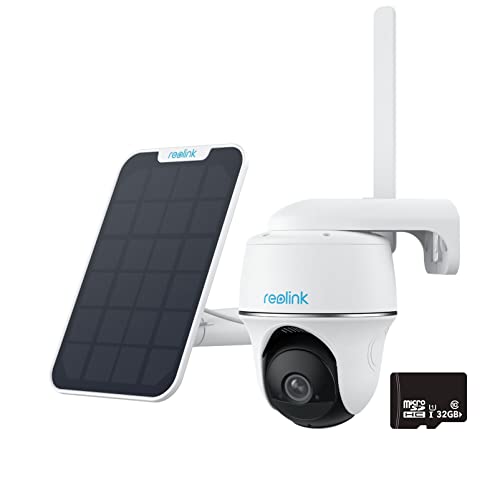 Reolink 4G Telecamera SIM Esterno con Pannello Solare + 32G SD Card, 4MP 360° PTZ Videocamera Sorveglianza Senza Fili, Rilevamento Smart, Audio Bidirezionale, Cloud, Compatibile con Alexa, Go PT Plus - 4MP