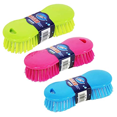 Homo Trends 3 Spazzole a setole rigide per la pulizia di pavimenti, moquette, tappeti, cucina, bagno e stoviglie, colore casuale