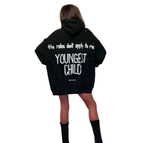 'YOUNGEST' PAINTED HOODIE - One Size