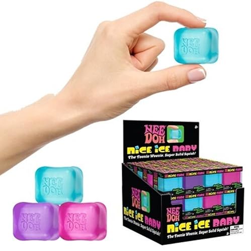 Schylling NeeDoh Nice Ice Baby - Sensory Squeeze Toy - Single Mini Nice Cube in Assorted Colors - Ages 3+ (Pack of 1)