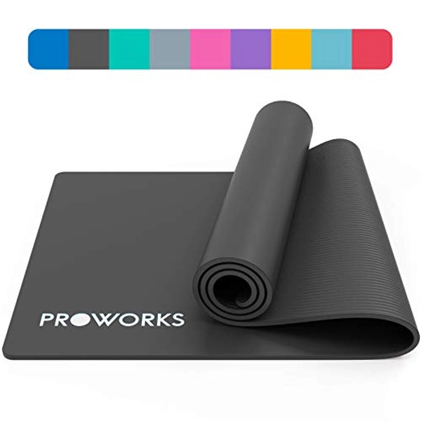 Proworks Yoga Mat, Eco Friendly NBR, Non-Slip Exercise Mat with Carry Strap for Yoga, Pilates, and Gymnastics