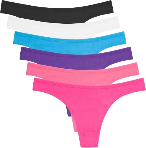 ANZERMIX Women's Breathable Cotton Thong Panties Pack of 6 - X-Large Basics