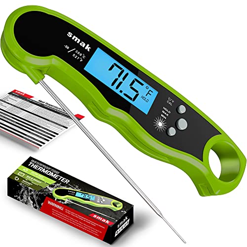 Digital Instant Read Meat Thermometer - Waterproof Kitchen Food Cooking Thermometer with Backlight LCD - Best Super Fast Electric Meat Thermometer Probe for BBQ Grilling Smoker Baking Turkey (Lime) - Lime