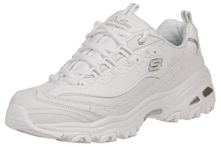 Skechers Women's D'Lites - Biggest Fan Sneakers - 10 - White/Silver