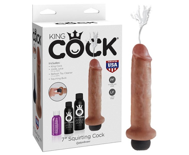 King Cock 7'' Squirting Cock - Tan 17.8 cm Squirting Dong