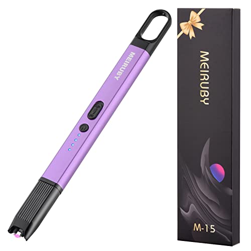 MEIRUBY Lighter Candle Lighter Rechargeable Electric Lighter USB Lighter Arc Lighters for Candle Camping BBQ Purple - Purple