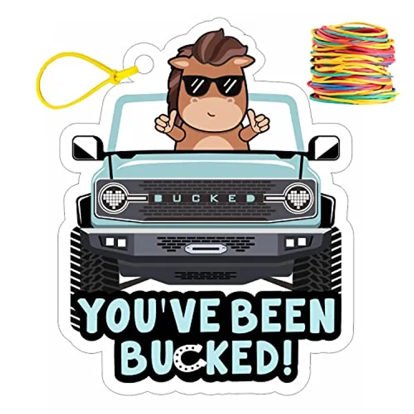 You've been Bucked | Buck Buck Bronco | Buck Yeah Bronco Tags | Buck Bronco Tag Attach to Plastic Bronco Horse Figurine | 35 Pack | 2.7x3.5inch Size