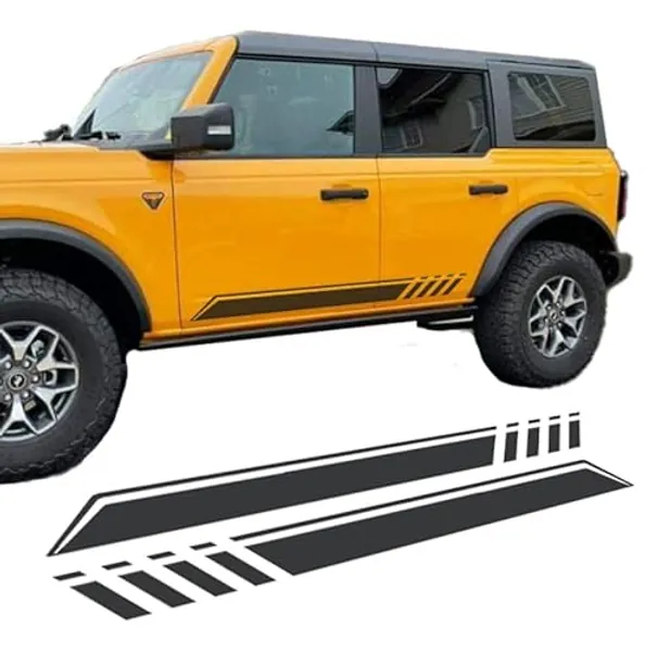 Fits 2021-2024 Ford Bronco | Vinyl side stripes graphics decals | Die cut stickers available in many colors | Popur add on in 2024 | Exterior accessory made in USA…