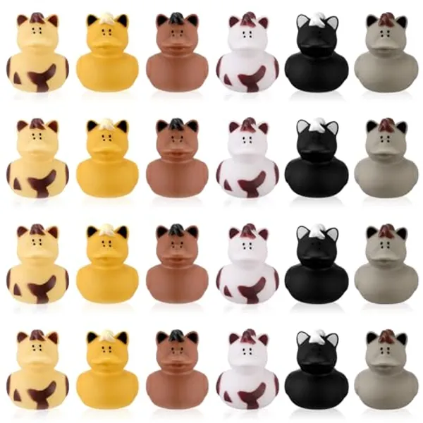 Hungdao 24 Pcs Horse Rubber Duck 2.36 Inch Bucking Horse Ducks Small Ducks Pool Float Bath Decor Gift for Horse Racing Festival Boys Girls Classroom Prizes Baby Shower Party Favors
