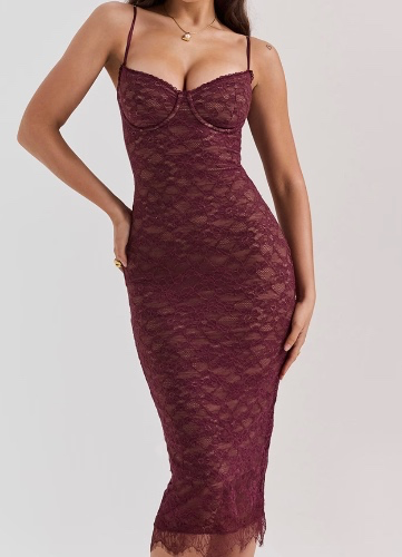 Mulberry lace midi dress