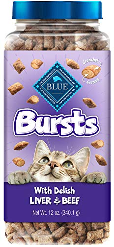 Blue Buffalo Bursts Crunchy & Creamy Cat Treats, Great for Training, Delish Liver & Beef, 12-oz. Tub - Chicken Liver & Beef - 12 Ounce (Pack of 1)
