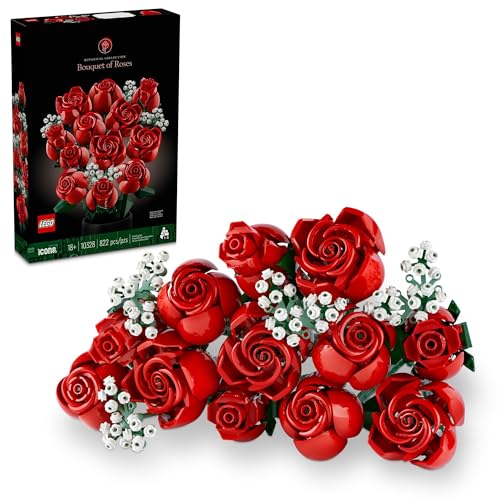 LEGO Icons Bouquet of Roses, Home Décor Artificial Flowers, Gift for Her or Him for Anniversary and Valentine’s Day, Botanical Collection, 10328