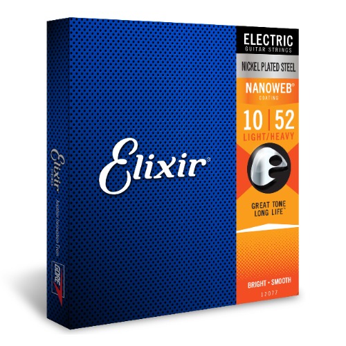 Elixir Strings Electric Guitar Strings w NANOWEB Coating, Light/Heavy (.010-.052) - Light-Heavy