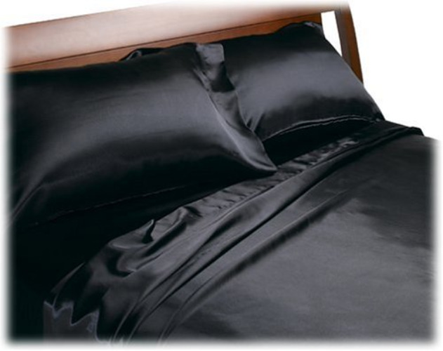Divatex Home Fashions Royal Opulence Satin Queen Sheet Set, Black by Royal Opulence