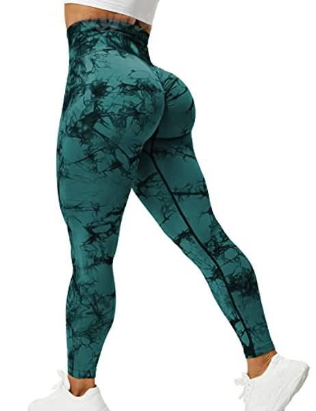 VOYJOY Tie Dye Seamless Leggings for Women High Waist Yoga Pants, Scrunch Butt Lifting Elastic Tights