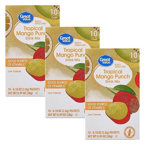 Drink Mix Bundle - 3 Boxes with 10 Packets Per Box - Low Calorie Flavorful Water Powder (3 Boxes, Tropical Mango Punch) - mango - 3 Boxes
