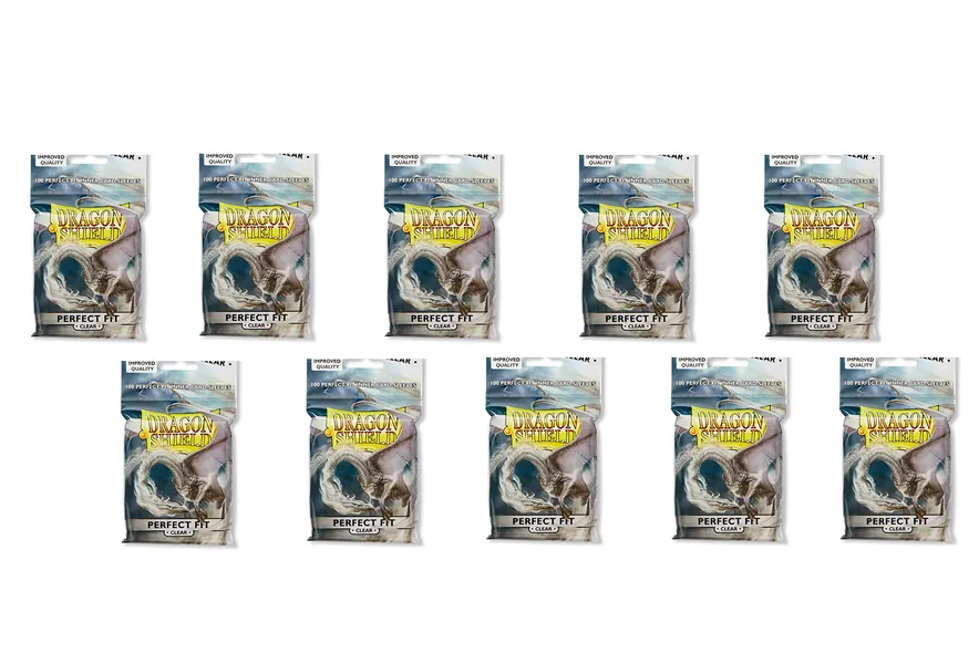 10 Packs Dragon Shield Perfect Fit Clear Inner Sleeves Standard Size 100 ct - 