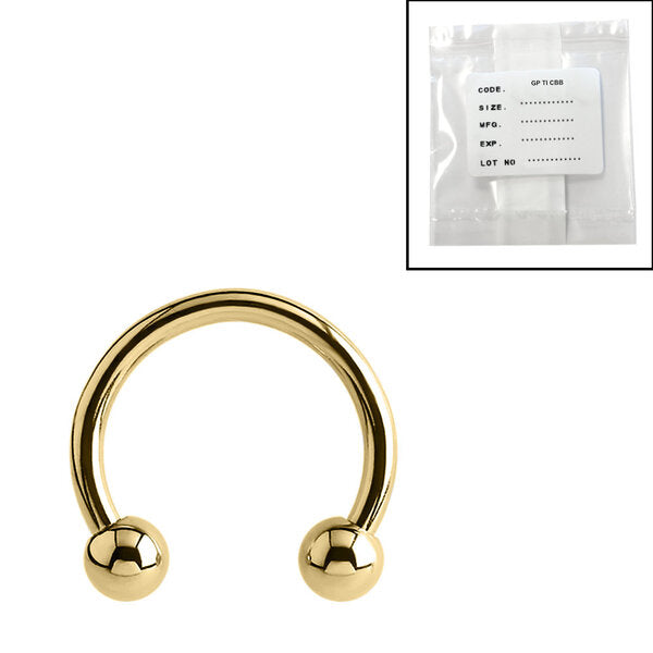 Sterile Gold Titanium Circular Barbells (CBB) (Horseshoes) | 1.2mm, 8mm, 3mm / Gold Titanium