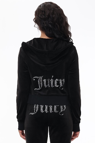 Mixed Crystals Velour Hoodie | Liquorice / M