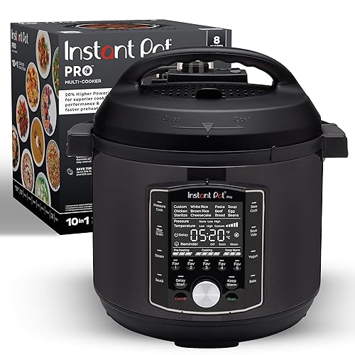 Instant Pot Pro (8 QT) 10-in-1 Pressure Cooker, Slow Cooker, Rice/Grain Cooker, Steamer, Sauté, Sous Vide, Yogurt Maker, Sterilizer, and Warmer, Includes App With Over 800 Recipes, Black - Non-Wi-fi - Black - 8 Quarts