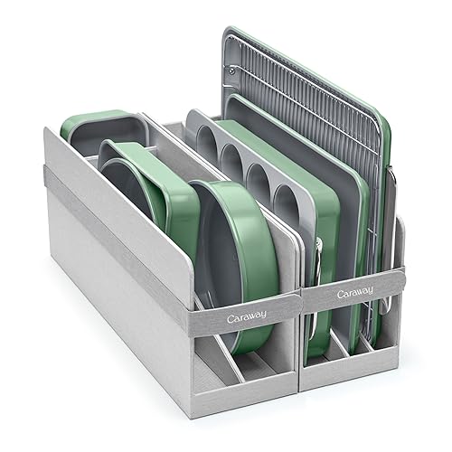 Caraway Nonstick Ceramic Bakeware Set (11 Pieces) - Baking Sheets, Assorted Baking Pans, Cooling Rack, & Storage - Aluminized Steel Body - Non Toxic, PTFE & PFOA Free - Sage - Sage - 11 Pieces