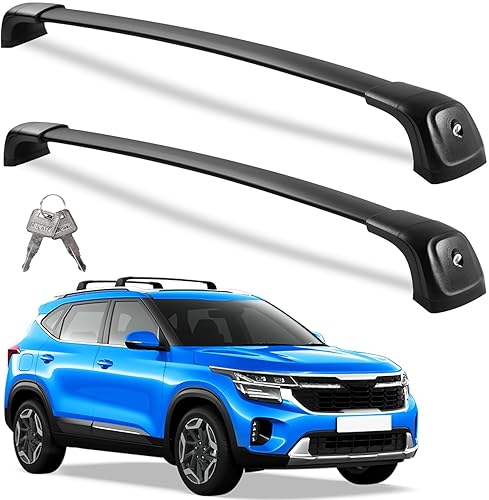 Wonderdriver Lockable 220lbs Roof Rack Cross Bars Compatible with Kia Seltos 2021 2022 2023 2024 2025, Heavy Duty Aluminum Roof Rails Crossbars Cargo Canoe Black Rooftop Cargo Carrier Luggage