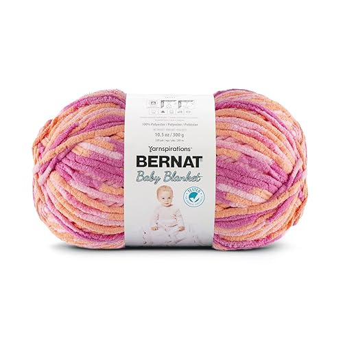 Bernat BABY BLANKET BB Peachy Yarn - 1 Pack of 10.5oz/300g - Polyester - #6 Super Bulky - 220 Yards - Knitting/Crochet - PEACHY - 1 Pack