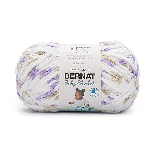 Bernat BABY BLANKET BB Little Lilac Dove Print Yarn - 1 Pack of 10.5oz/300g - Polyester - #6 Super Bulky - 220 Yards - Knitting/Crochet - LITTLE LILAC DOVE PRINT - 1 Pack