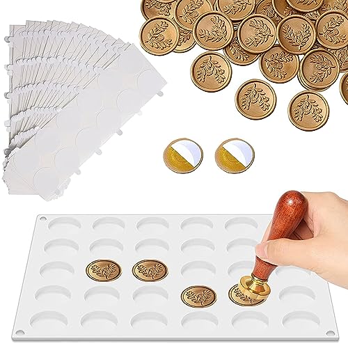 Silicone Mat for Wax Seal Stamp, Wax Seal Kit, 30-Cavity Wax Sealing Mat with 240 Double Sided Adhesive Dots Removable Sticky Dots for DIY Craft Adhesive Waxing (Wax Seal Kit) - Wax Seal Kit