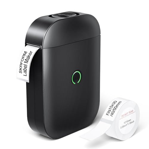 SKRFORM Label Maker Machine with Tape, D11 pro Bluetooth Label Printer,Mini Label Makers with Multiple Templates,Small Sticker Maker Machine for Organizing Storage Office Home,Black