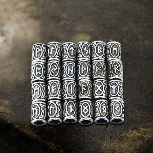 Runes Stainless Steel Viking Hair Bead - Set