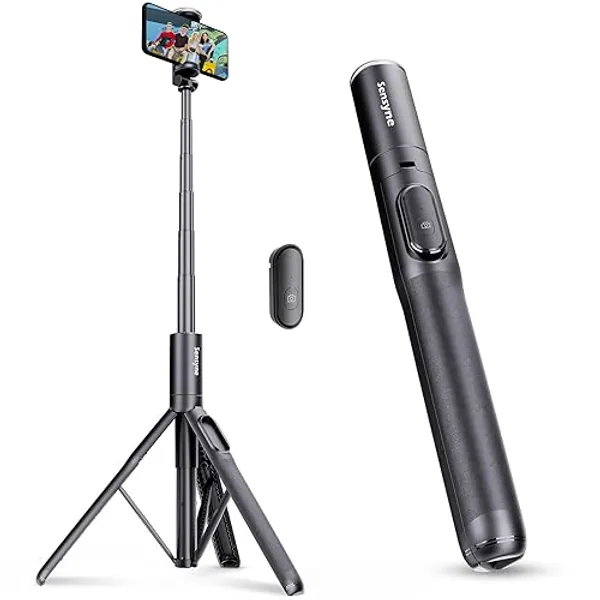 Sensyne 68" Phone Tripod, Selfie Stick Integrated with Wireless Remote Compatible with All Cell Phones for Selfie/Video Recording/Photo/Live Stream/Vlog（Black）