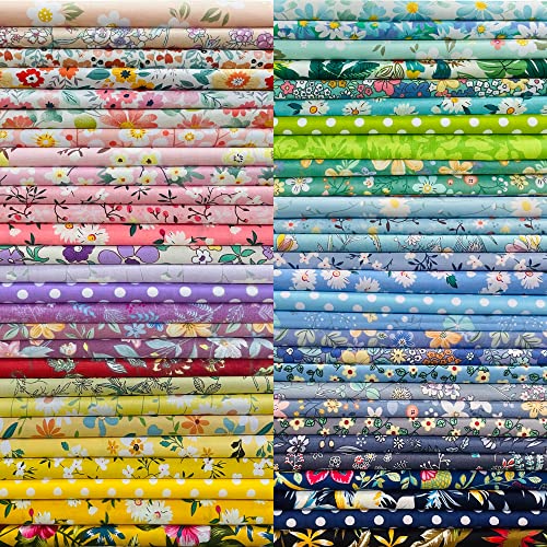 8" x 8" 50 PCS 100% Cotton Fabric Bundles for Quilting Sewing DIY & Quilt Beginners, Quilting Supplies Fabric Squares - 8" x 8" 50 PCS