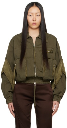 Khaki Padded Bomber Jacket