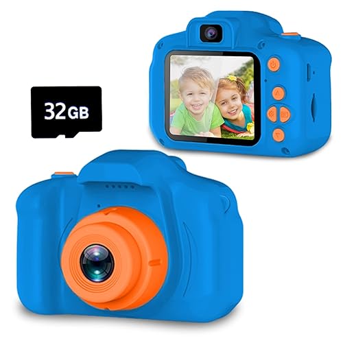 Seckton Upgrade Kids Selfie Camera, Christmas Birthday Gifts for Boys Age 3-9, HD Digital Video Cameras for Toddler, Portable Toy for 3 4 5 6 7 8 Year Old Boy with 32GB SD Card-Navy Blue - navy blue
