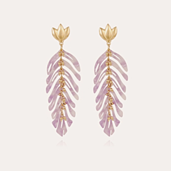 Boucles d'oreilles Cavallo acétate dorés - Violet