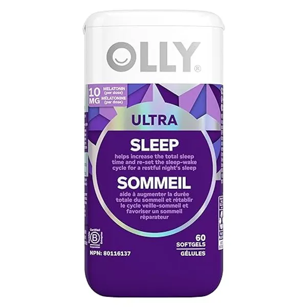 OLLY Ultra Strength Sleep Softgels, 10mg Melatonin, L-Theanine, Chamomile, Magnesium, Lemon Balm, Sleep Nighttime Sleep Aid 60 count