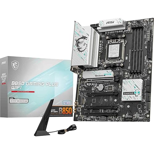MSI B850 GAMING PLUS WIFI Motherboard, ATX - Supports AMD Ryzen 9000/8000 / 7000 Processors, AM5 - DDR5 Memory Boost 8200+ MT/s (OC), PCIe 5.0 x16 & 4.0 x16, M.2 Gen5, Wi-Fi 7, 5G LAN - B850 - B850 GAMING PLUS WIFI