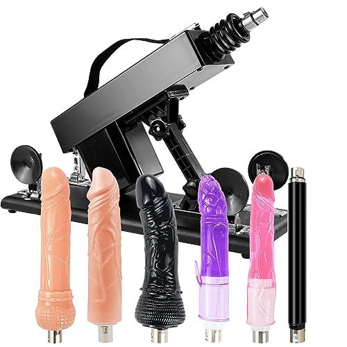 Sex Machine Gun Thrusting Sex Machine Automatic Thrust Dildo Move 400 Times/Minute Speed Adjust Thrusting Dildo Sex Machine for Women and Men Sex Toy with 3XLR Attachments Sex Thrusting Machine - 6 Piece Set