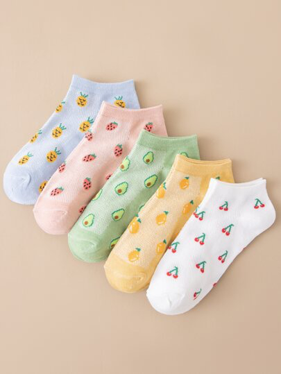 5pairs Fruit Pattern Ankle Socks | SHEIN USA