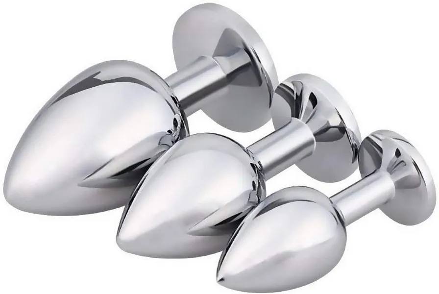 Worldtree Beginners 3 Pcs Super Quality Stainless Steel Plug Anales Plated 3D Acrylic Diamond Jewelry Red Men Women Couples