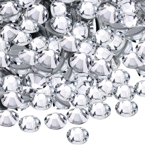 1440 Pieces Hotfix Rhinestones Crystals Hot Fix Clear AB Crystals Round Flatback Gems Glass Stones Crystal Rhinestones Bulk for Crafts Clothing Dance Costumes, 5mm