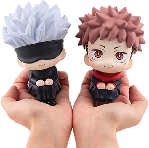 Anime Jujutsu Kaisen Figurine Q Version 3.5"/9cm, Gojo Satoru Look Up Figure PVC Toy Gifts (Gojo & Itadori Figure) - Gojo & Itadori Figure