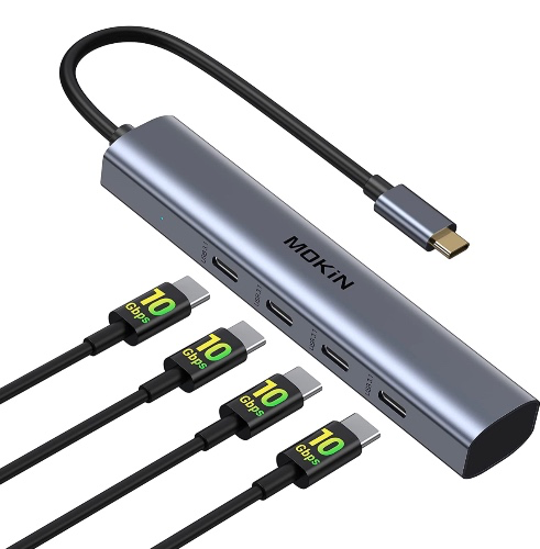 USB C Hub with 10Gbps 4* USB C Ports for Laptop, USB C Multiport Adapter USB C Splitter for MacBook Pro, MacBook Air, iPad, Phone, Surface Pro, Chromebook(Data Only, Not Support Power and Video) - USB C Hub with 4 usb c ports
