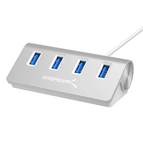 SABRENT 4 Port USB 3.0 Hub Unibody Aluminum Portable Data Hub with 2.5ft USB 3.0 Cable for iMac, MacBook, MacBook Pro, MacBook Air, Mac Mini, or Any PC [Silver] (HB-MAC3) - Silver