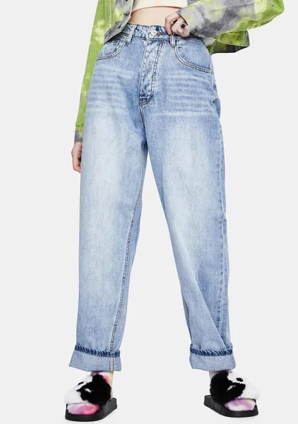 Light Wash Baggy Boyfriend Jeans | US L/UK 12