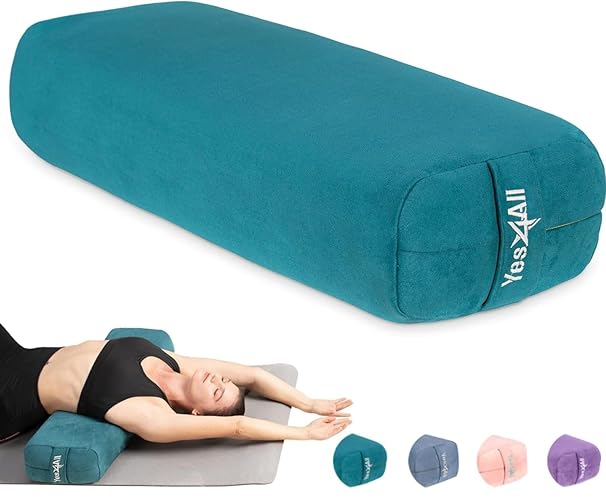 Yes4All Triple-Layer Sponge Yoga Bolster Pillow for Restorative Yoga & Meditation - Versatile Yoga Support Pillow, Balance & Poses Modification - B. Emerald