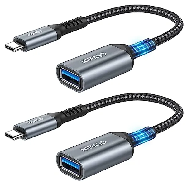 NIMASO USB C to USB 3.0 Adapter [2 pack], USB C to USB A Adapter, USB Type-C to USB,Thunderbolt 3 to USB Adapter OTG Cable for iPhone 15/15 Pro/15 Plus/15 Pro Max, Macbook Pro/Air, Galaxy S20 and more